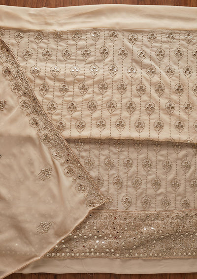 Cream Gotapatti Georgette Designer Unstitched Salwar Suit - koskii