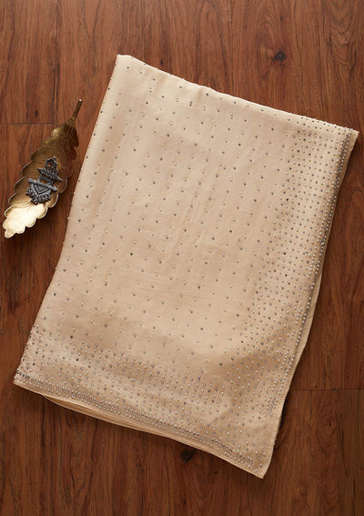 Cream Pearlwork Georgette Designer Saree - koskii