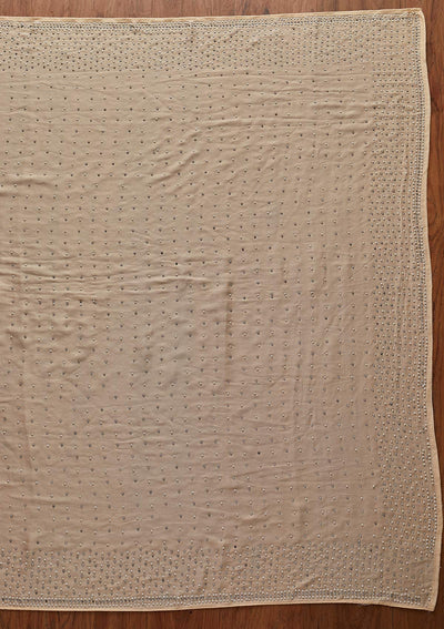 Cream Pearlwork Georgette Designer Saree - koskii