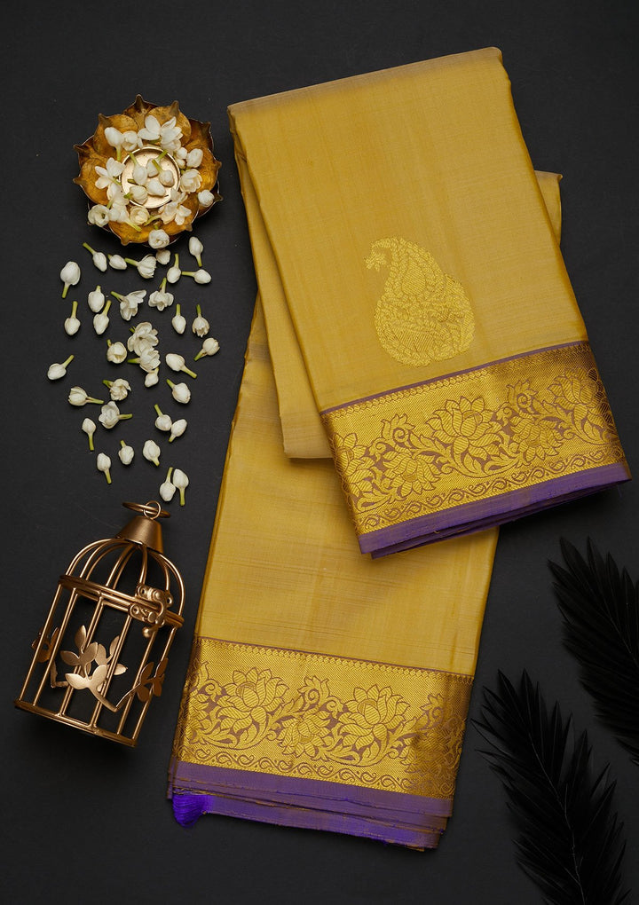 Cream Zariwork Pure Silk Designer Saree - Koskii