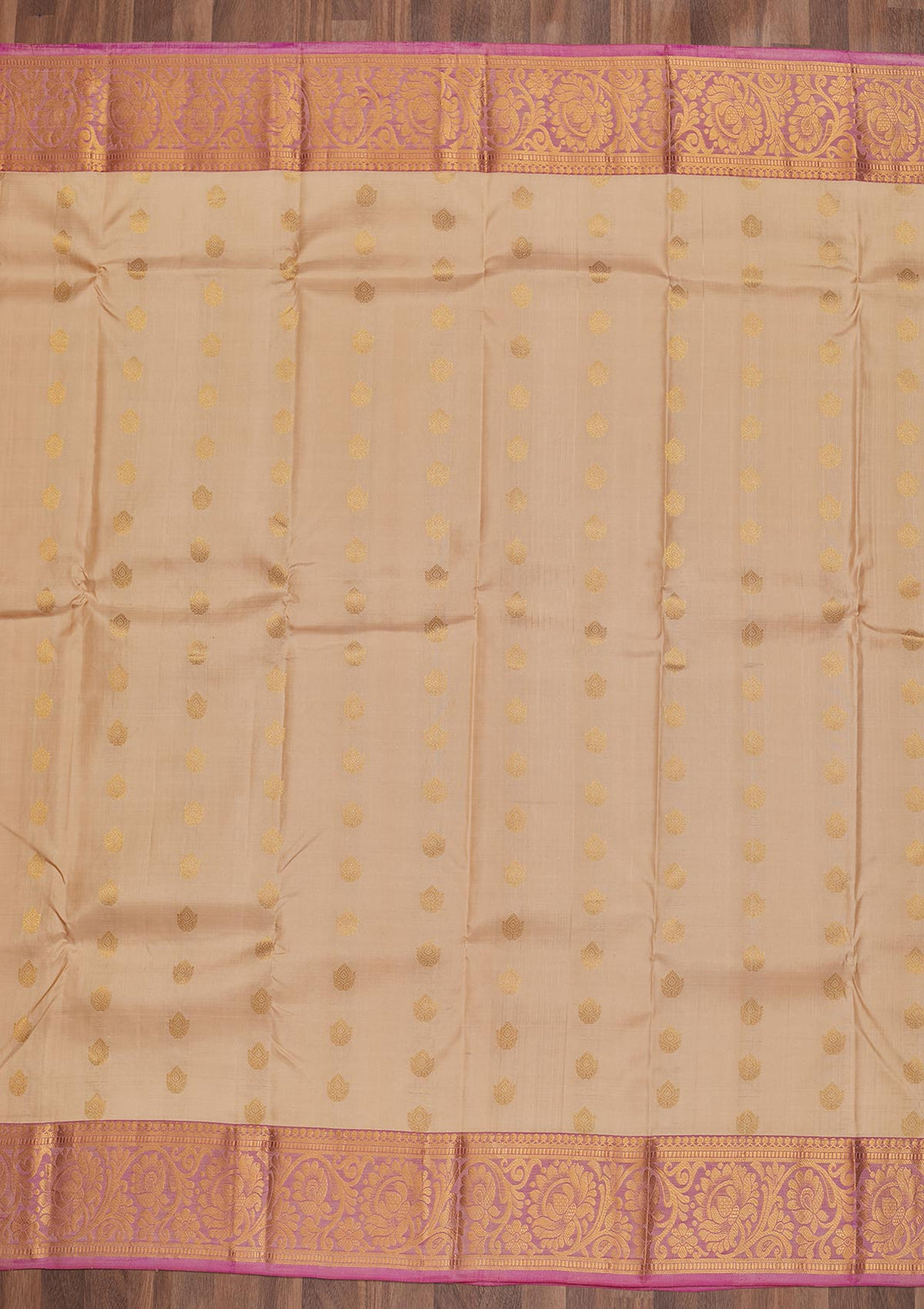 Cream Zariwork Pure Silk Saree-Koskii