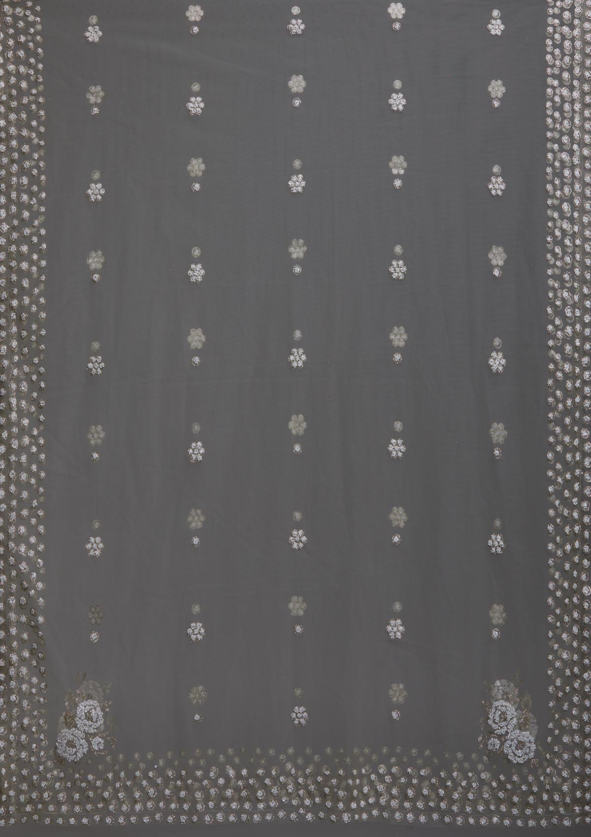 Dark Grey Glitter Net Designer Gown-Koskii