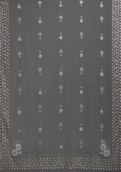 Dark Grey Glitter Net Designer Gown-Koskii