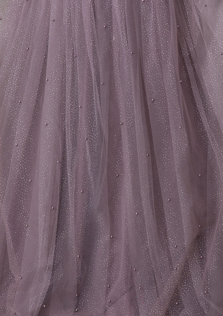 Dark Grey Sequins Net Designer Gown-Koskii