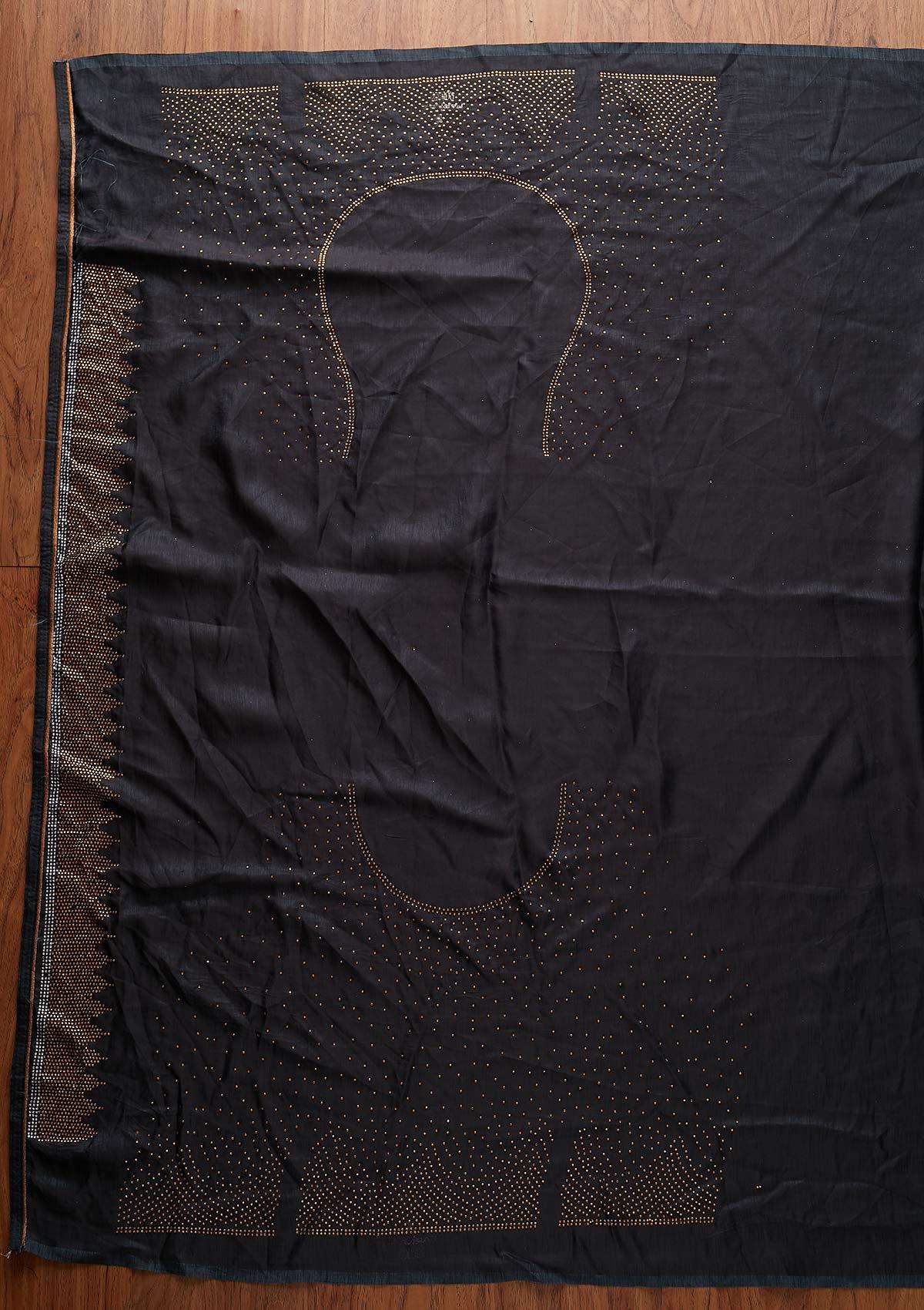Dark Grey Swarovski Art Silk Designer Saree - koskii