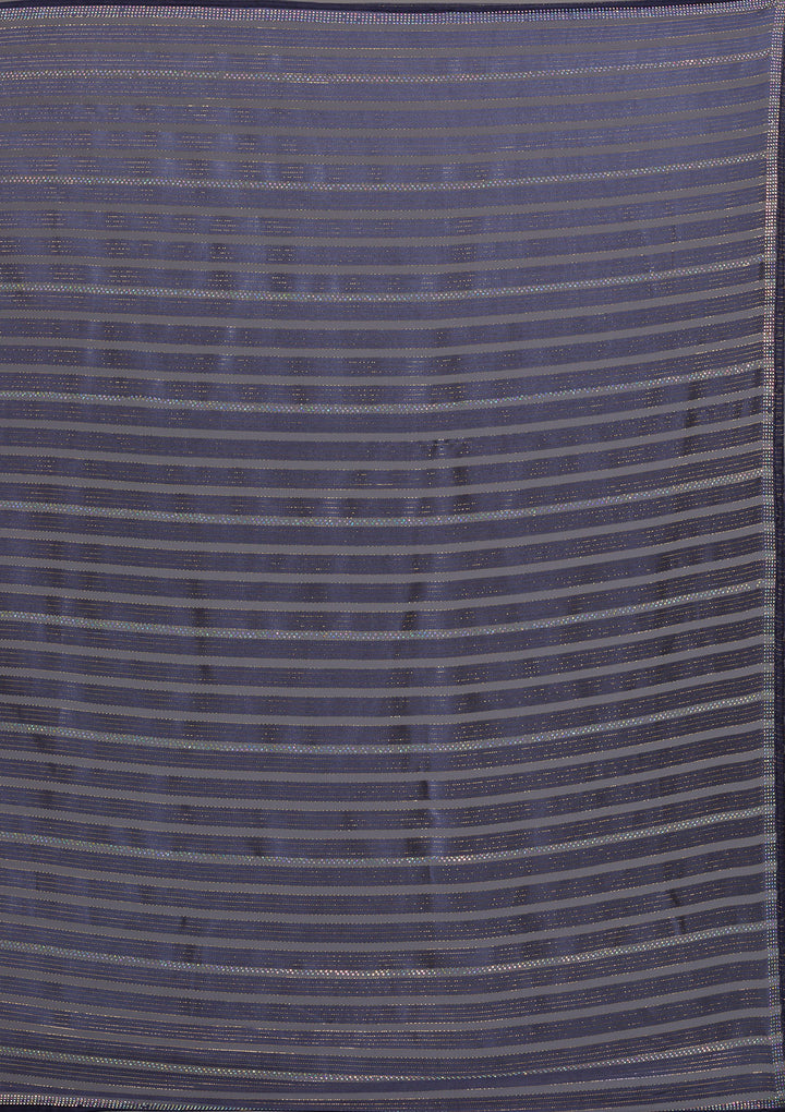 Dark Grey Swarovski Georgette Saree-Koskii
