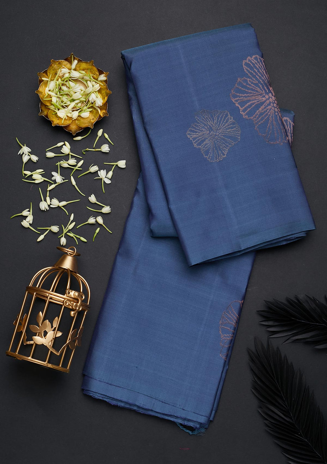 Dark Grey Zariwork Pure Silk Designer Saree - Koskii