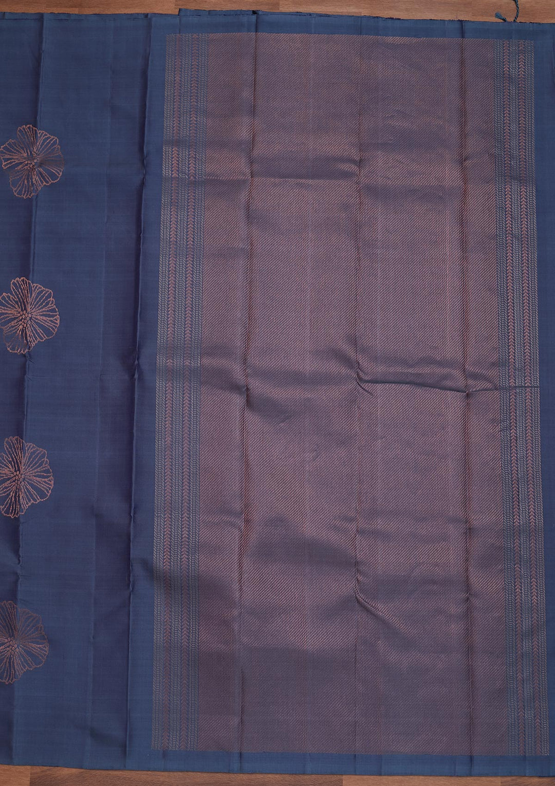 Dark Grey Zariwork Pure Silk Designer Saree - Koskii