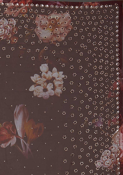 Dark Maroon Swarovski Tissue Saree - Koskii