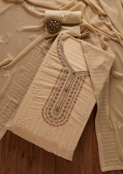 Gold Cutdana Georgette Designer Semi-Stitched Salwar Suit - Koskii