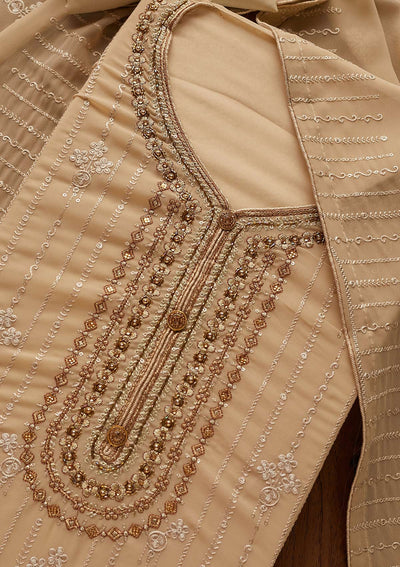 Gold Cutdana Georgette Designer Semi-Stitched Salwar Suit - Koskii