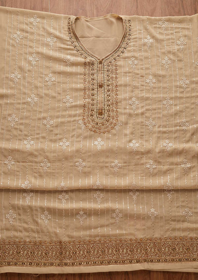 Gold Cutdana Georgette Designer Semi-Stitched Salwar Suit - Koskii