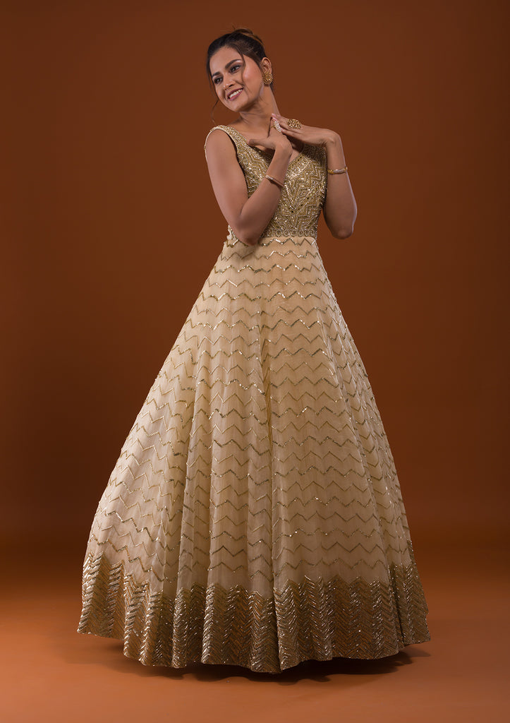 Kalyan Silks - Golden Color Net #Gown (Rs5,430) @... | Facebook