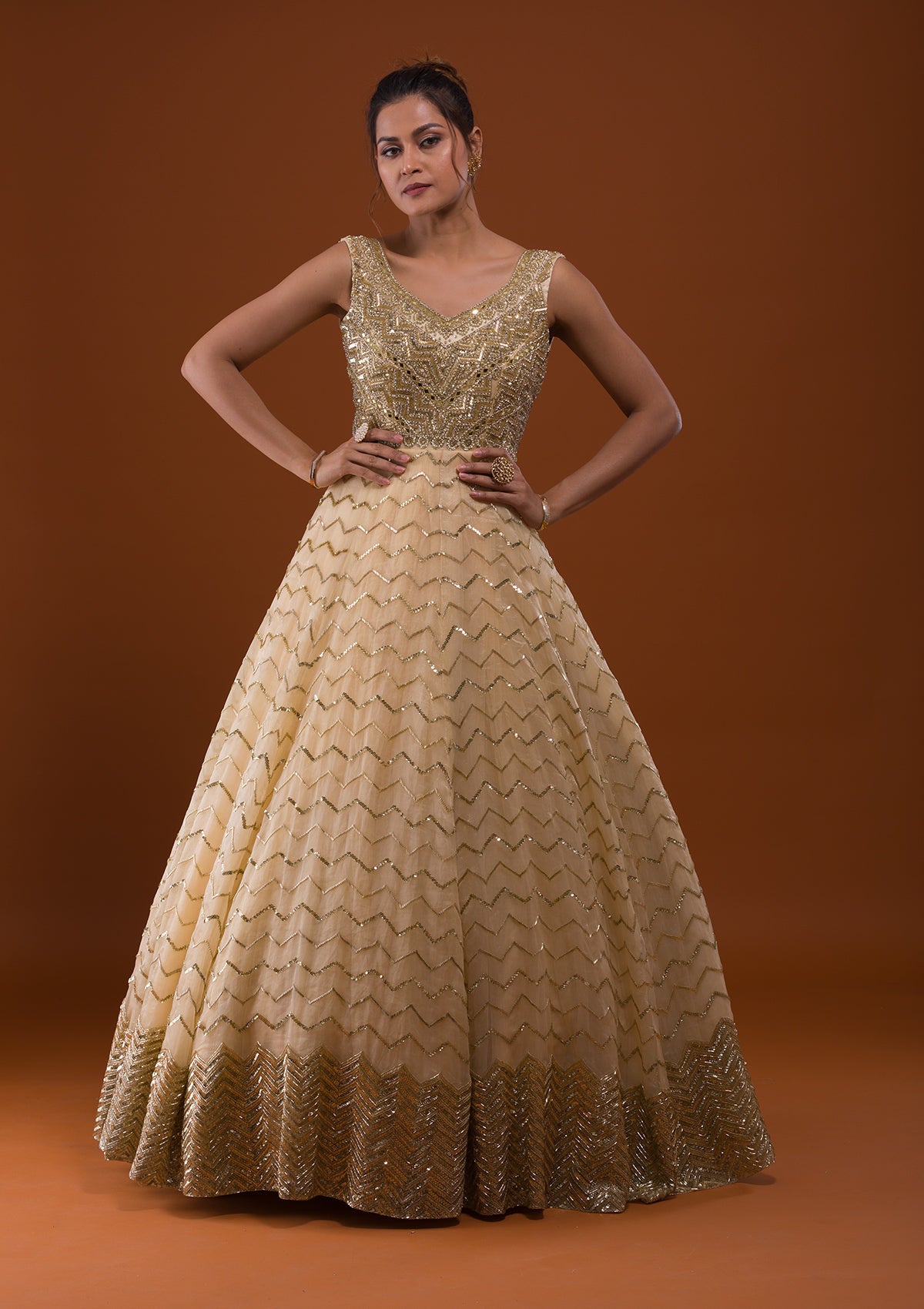 Mayqueen LK152 Long Champagne Corset Ballgown|Quinceanera|Engagement –  MarlasFashions.com