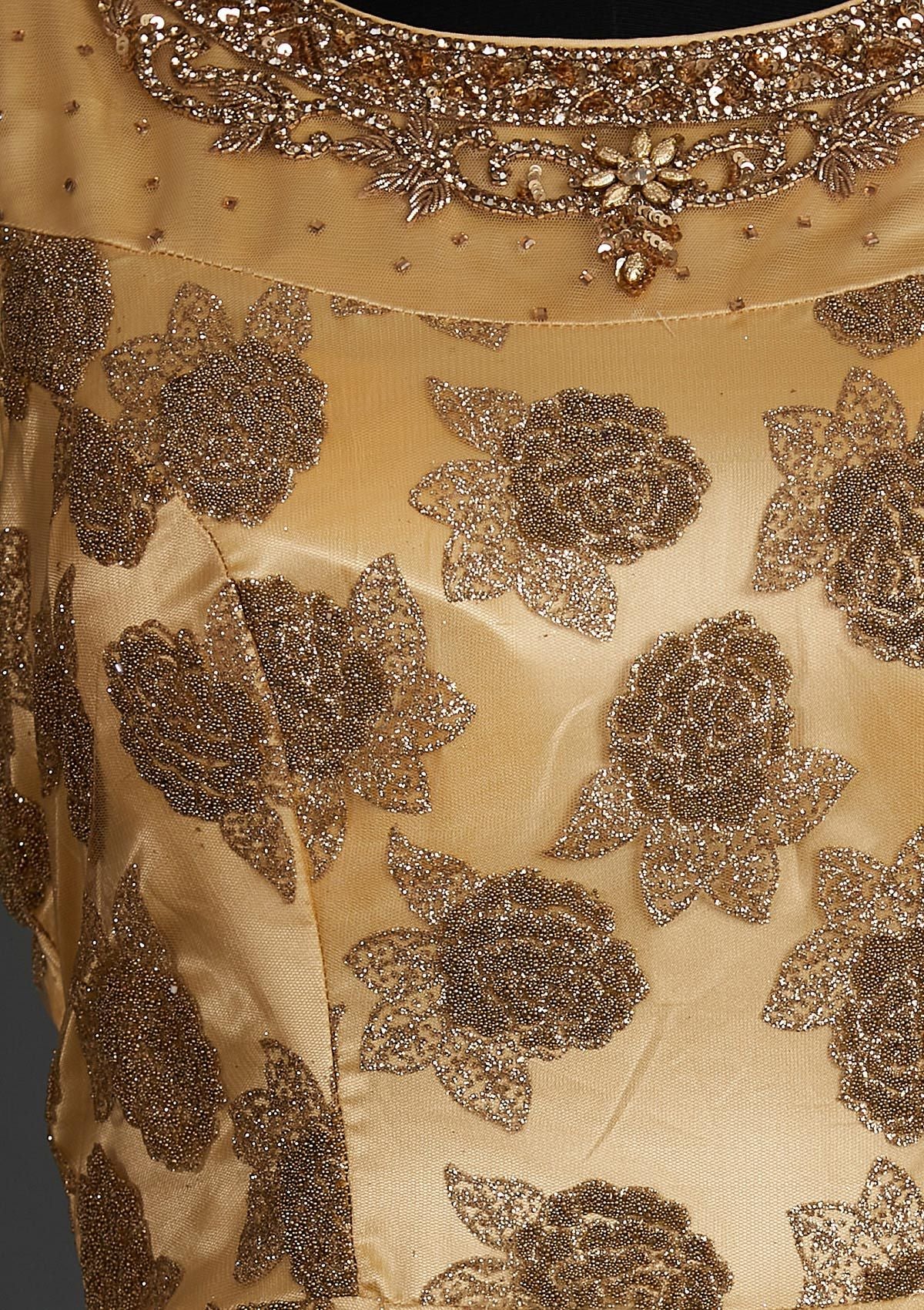Gold Glitter Net Designer Gown - Koskii