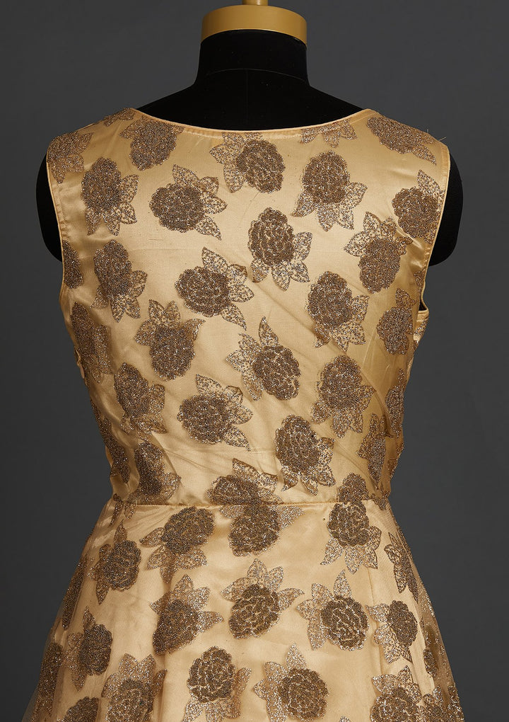 Gold Glitter Net Designer Gown - Koskii