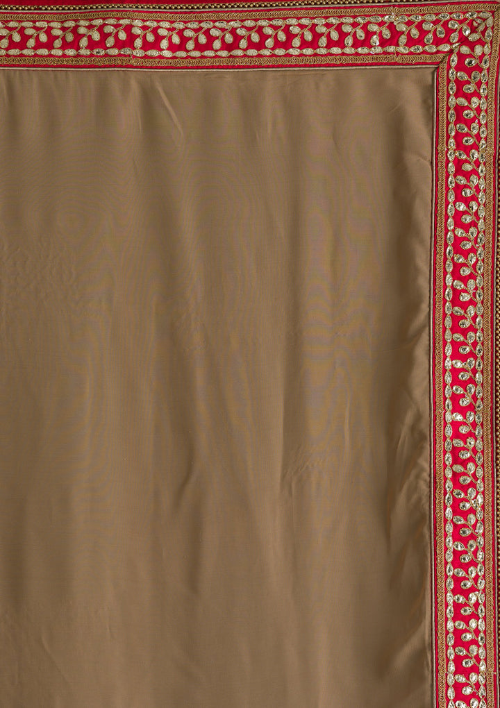 Gold Gotapatti Georgette Unstitched Saree-Koskii