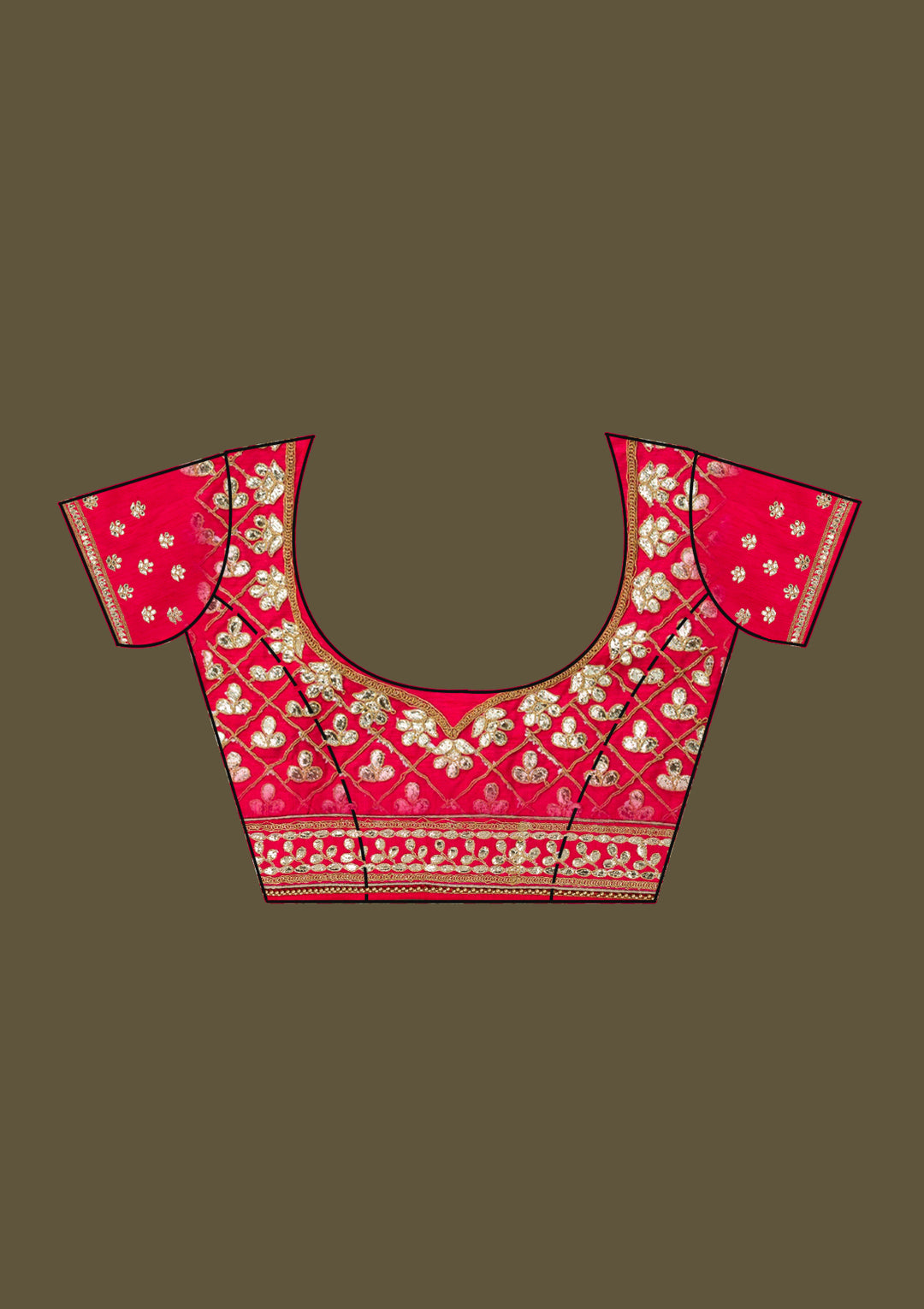 Gold Gotapatti Georgette Unstitched Saree-Koskii