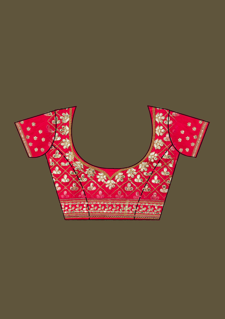 Gold Gotapatti Georgette Unstitched Saree-Koskii