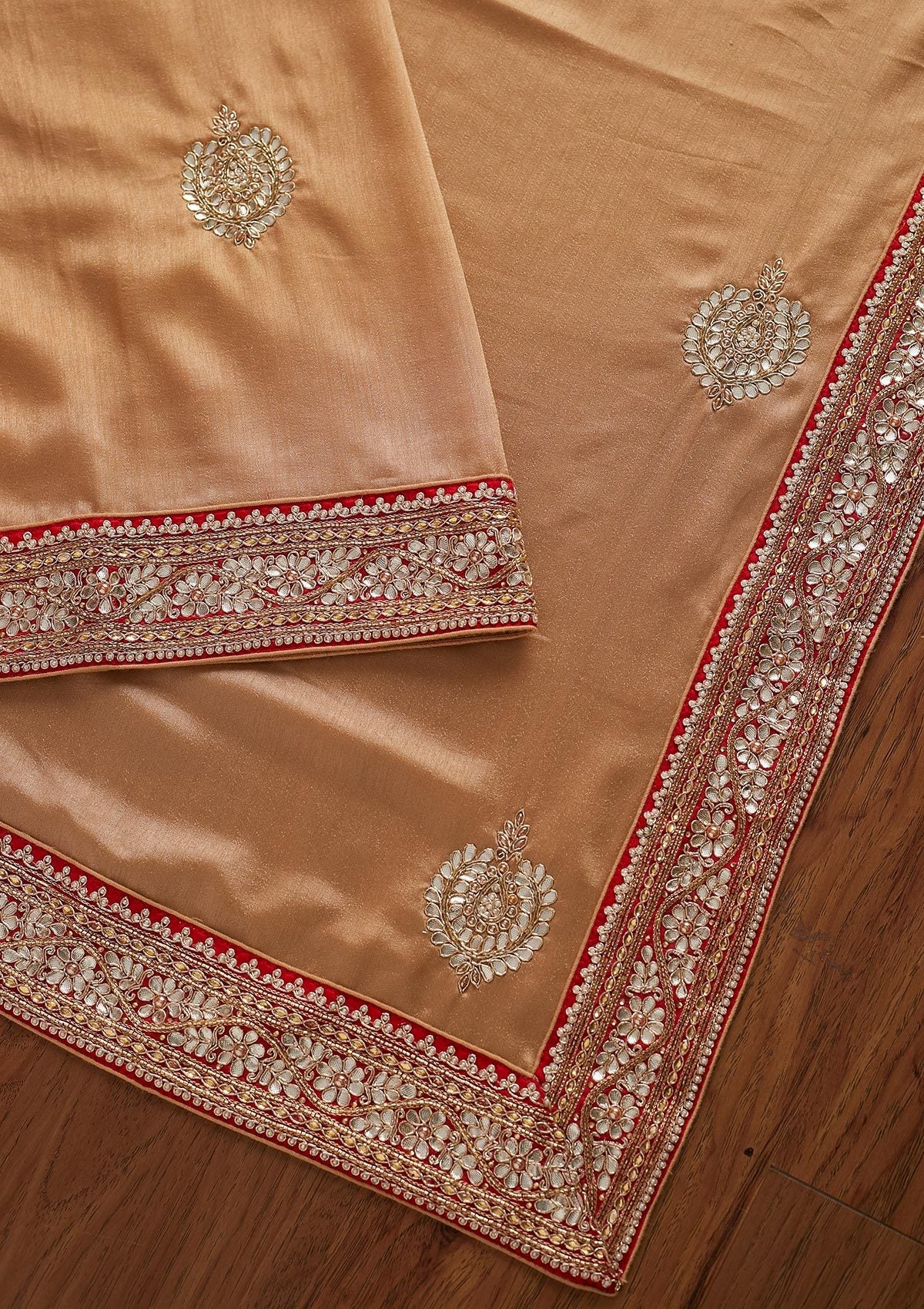 Gold Gotapatti Raw Silk Designer Saree - koskii