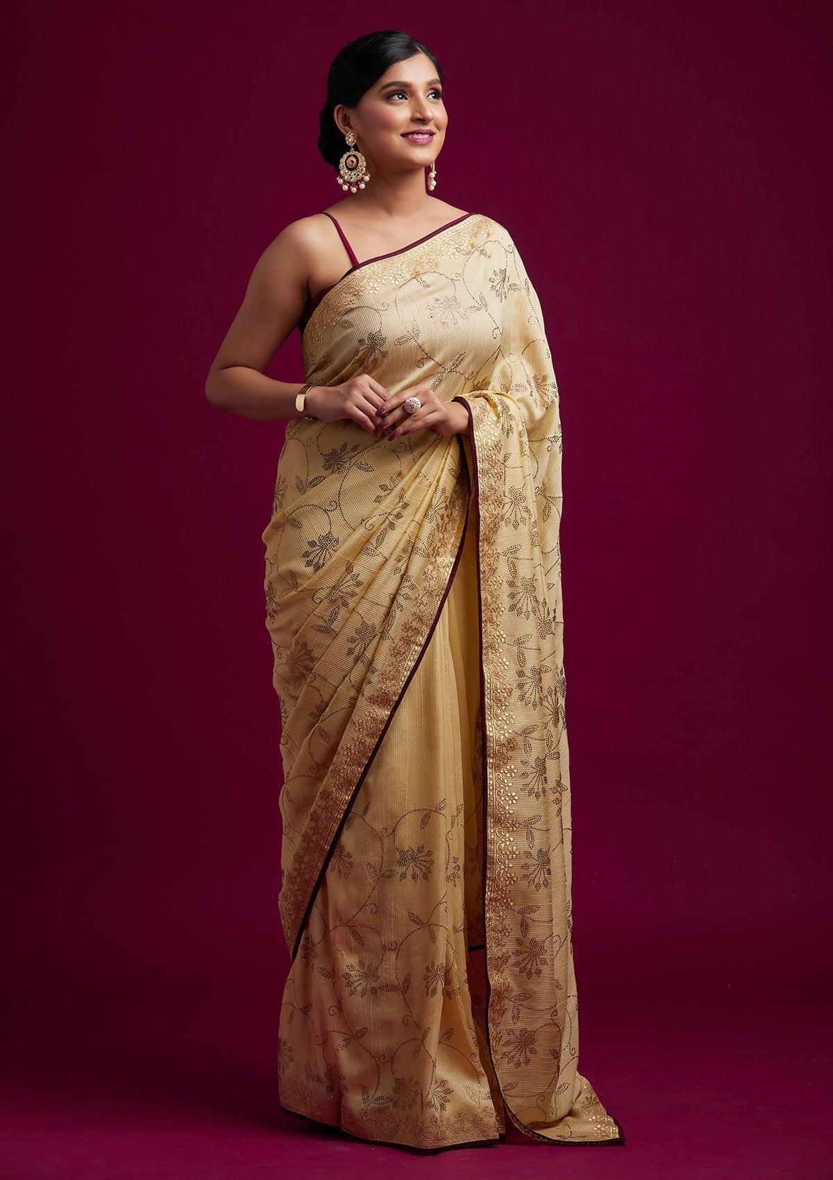 Gold Gotapatti Shimmer Designer Saree - koskii