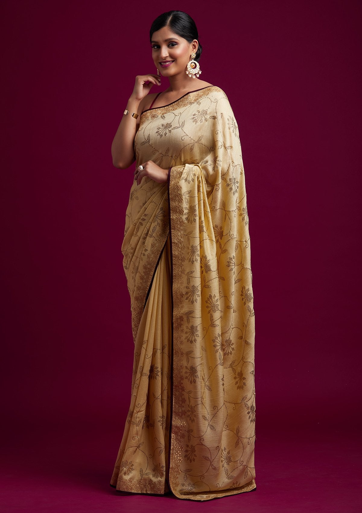 Gold Gotapatti Shimmer Designer Saree - koskii