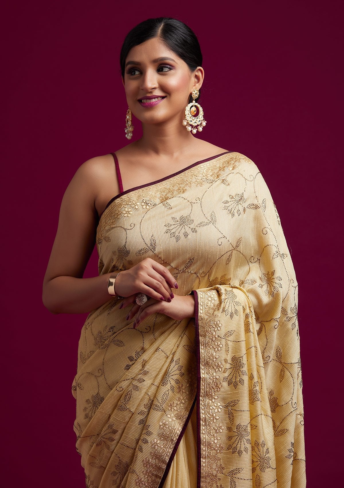 Gold Gotapatti Shimmer Designer Saree - koskii