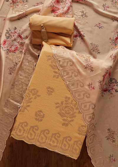Gold Sequins Georgette Designer Unstitched Salwar Suit - koskii