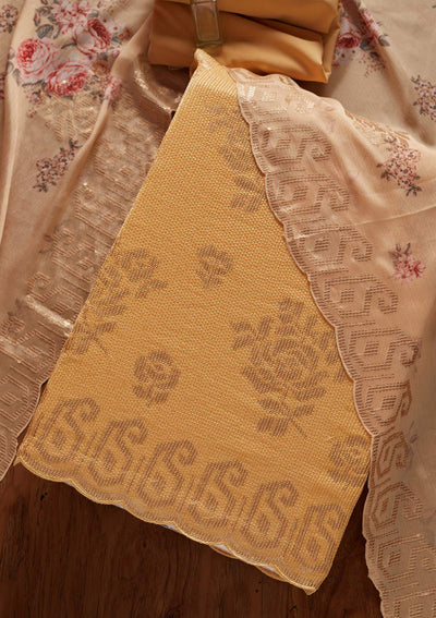 Gold Sequins Georgette Designer Unstitched Salwar Suit - koskii