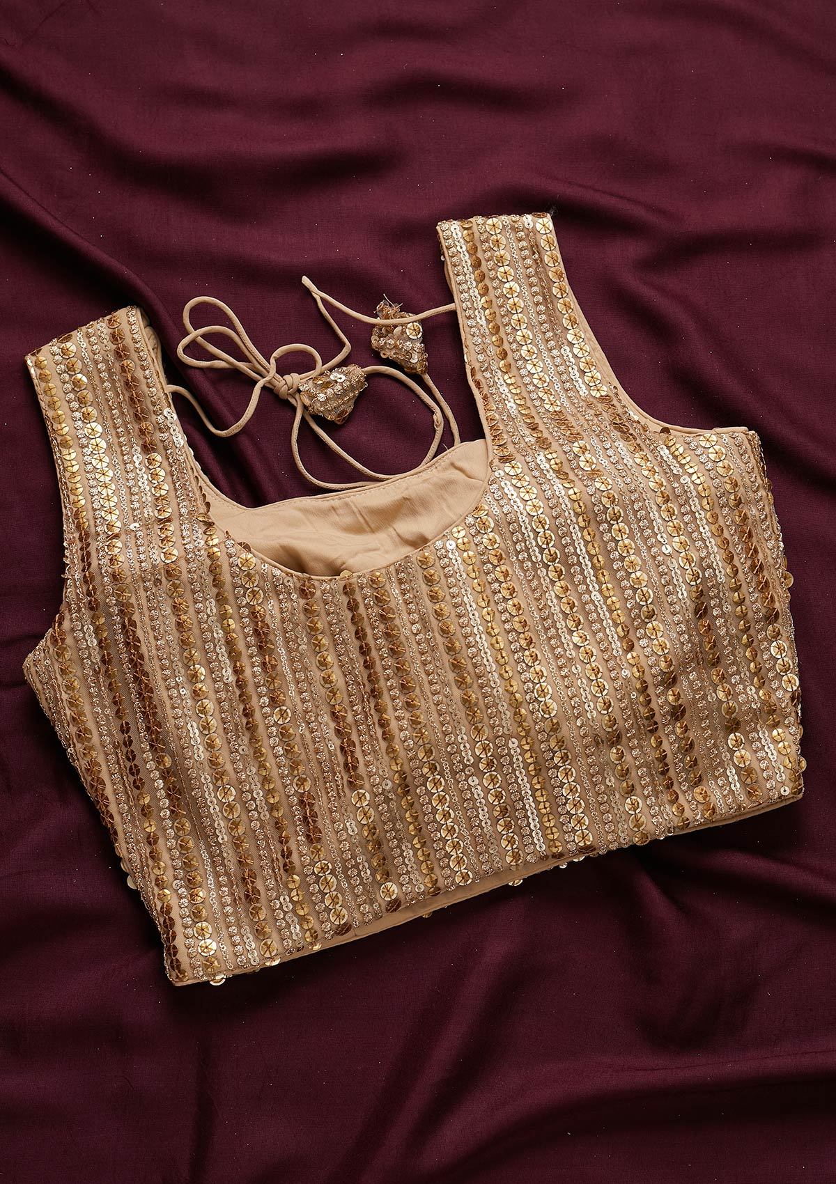 Golden Color Designer Silk Net Blouse For Casual Party Wear (Design 30–  PAAIE