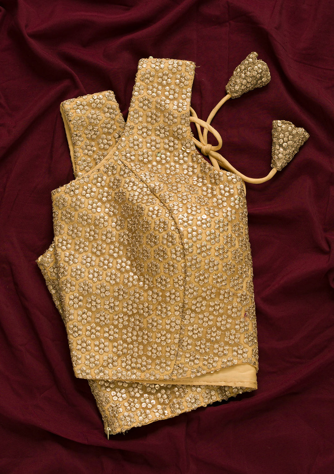 Gold Sequins Net Blouse-Koskii
