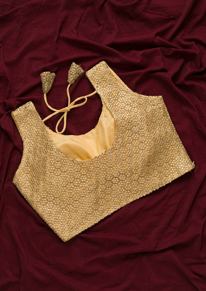 Gold Sequins Net Blouse-Koskii