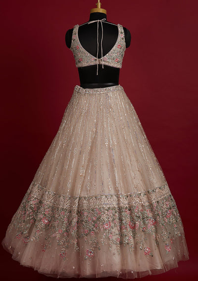 Gold Sequins Net Designer Lehenga - koskii