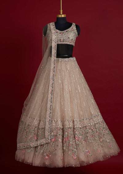 Gold Sequins Net Designer Lehenga - koskii