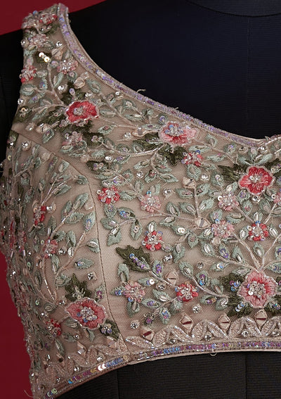 Gold Sequins Net Designer Lehenga - koskii