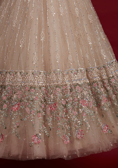 Gold Sequins Net Designer Lehenga - koskii