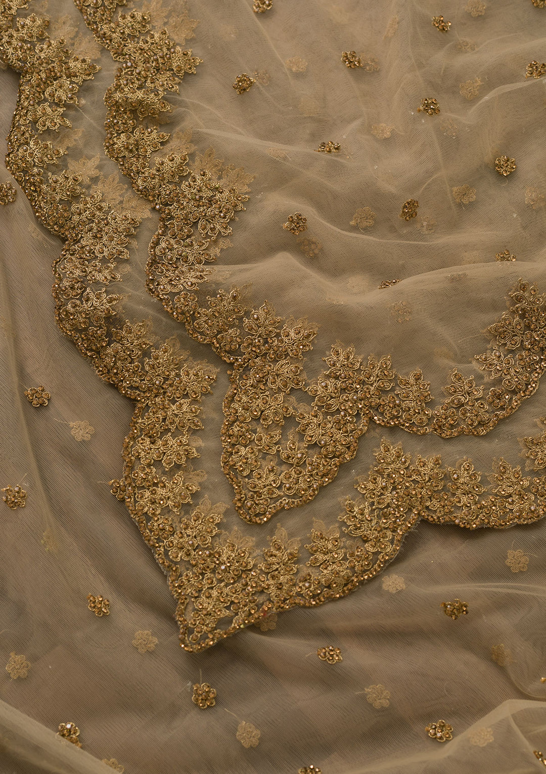 Gold Stonework Net Dupatta-Koskii
