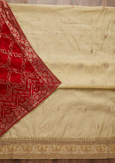 Gold Stonework Semi Crepe Unstitched Salwar Suit - Koskii