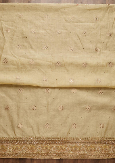 Gold Stonework Semi Crepe Unstitched Salwar Suit - Koskii