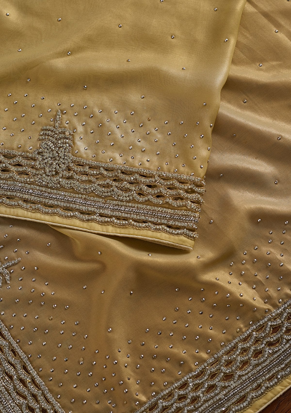 Gold Stonework Shimmer Designer Saree - koskii