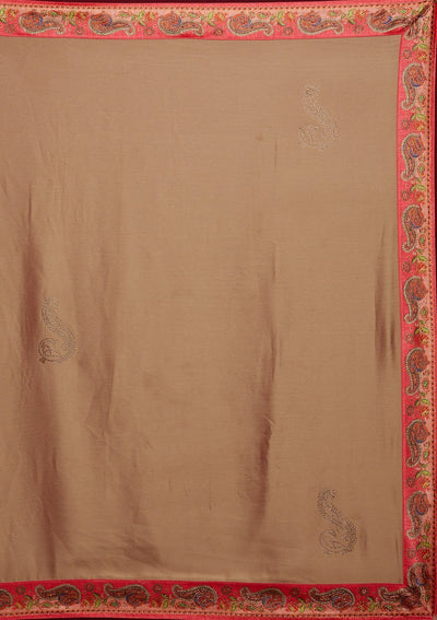 Gold Swarovski Semi Crepe Designer Saree - koskii