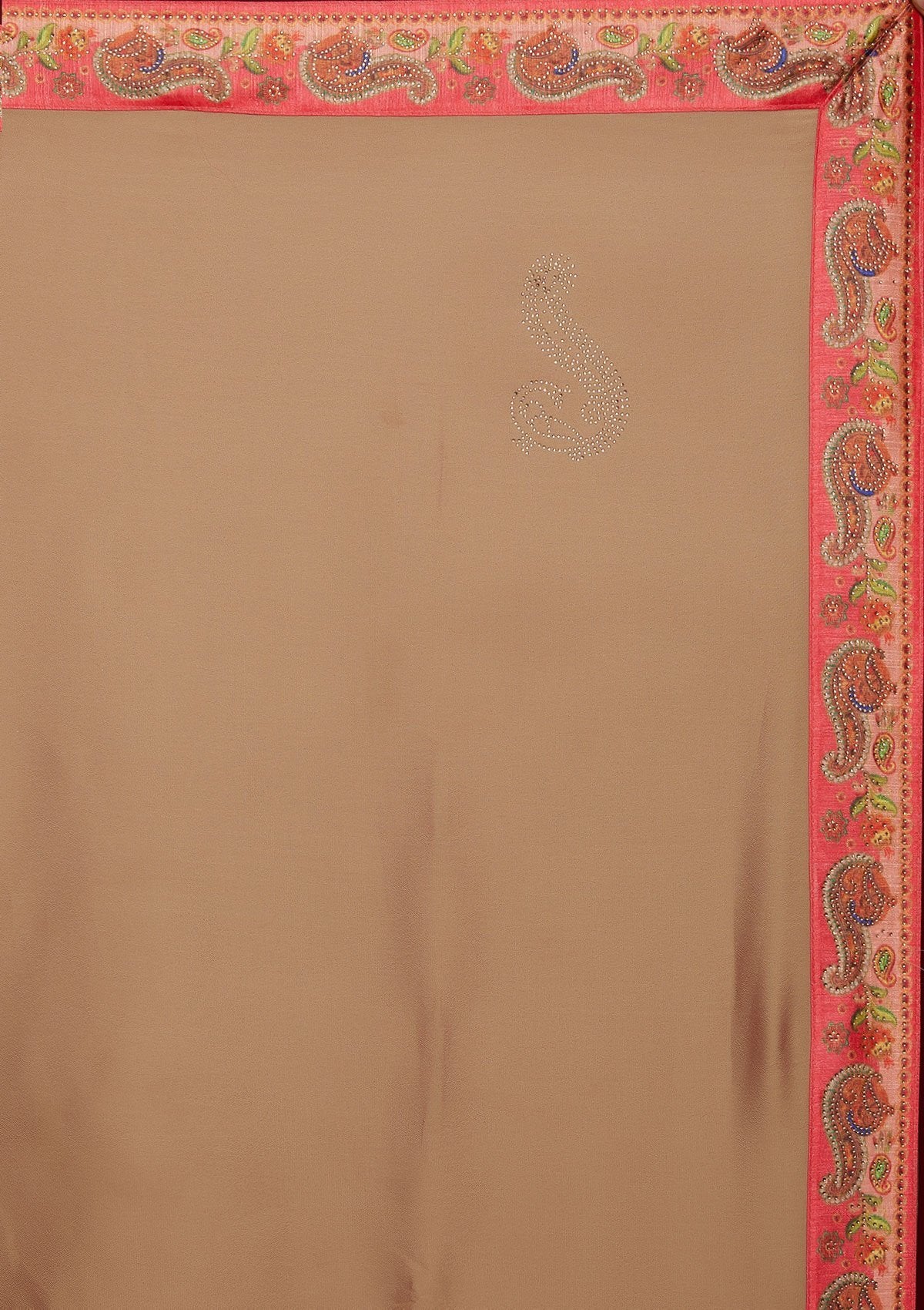 Gold Swarovski Semi Crepe Designer Saree - koskii