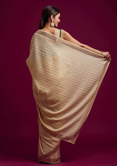 Gold Swarovski Shimmer Designer Saree - koskii