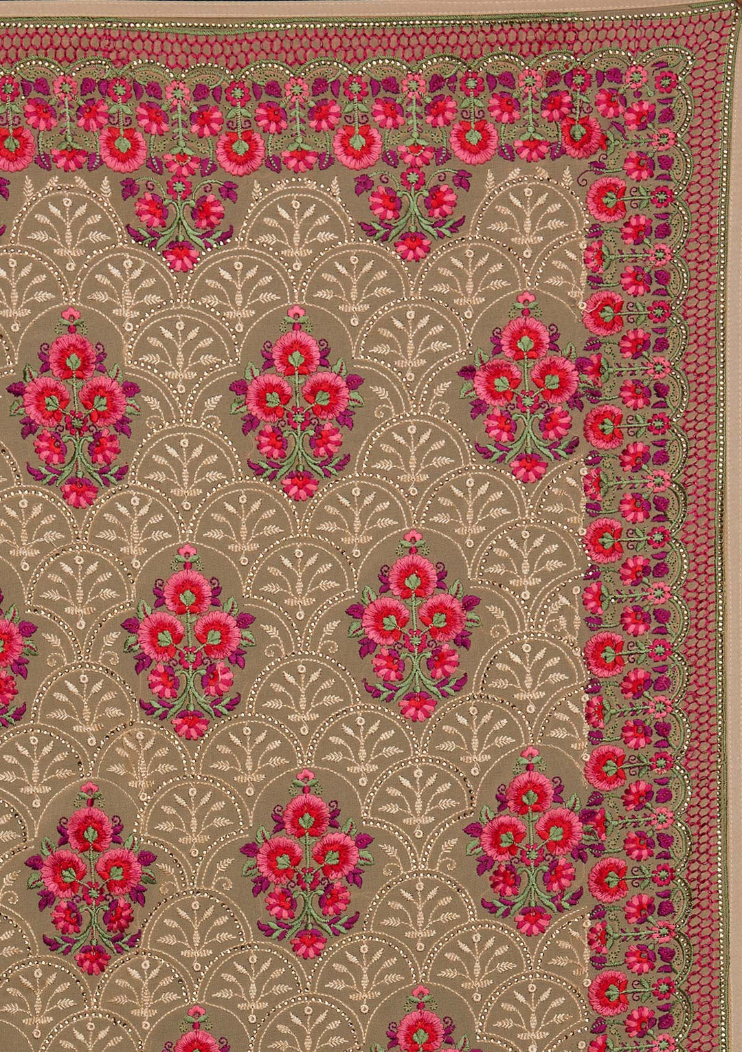 Gold Threadwork Georgette Designer Saree - Koskii