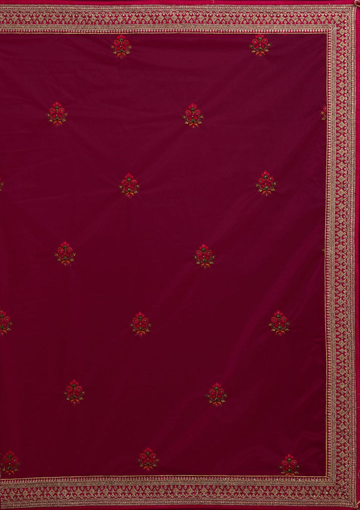 Gold Threadwork Raw Silk Designer Semi-Stitched Lehenga - koskii