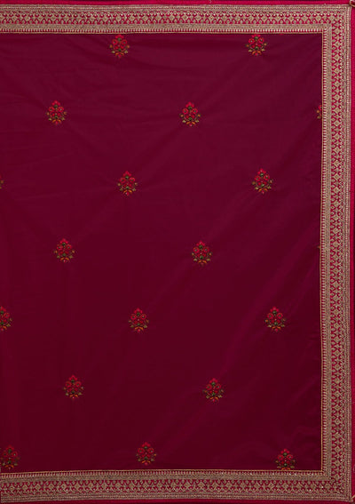 Gold Threadwork Raw Silk Designer Semi-Stitched Lehenga - koskii