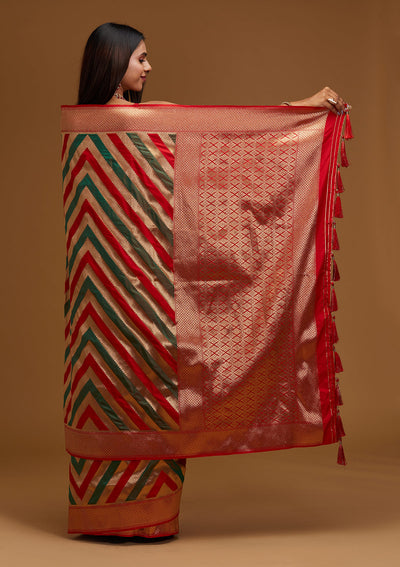 Gold Zariwork Art Silk Designer Saree - Koskii