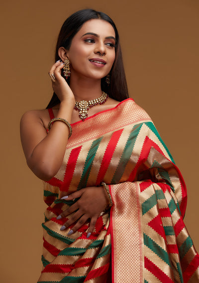 Gold Zariwork Art Silk Designer Saree - Koskii