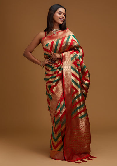 Gold Zariwork Art Silk Designer Saree - Koskii