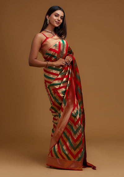 Gold Zariwork Art Silk Designer Saree - Koskii
